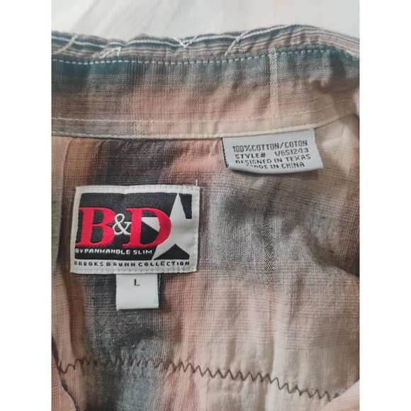 Mens B&D by Panhandle Slim Lg Long Sleeve Pearl Snap Shirt Western Wear Brown - Picture 12 of 13